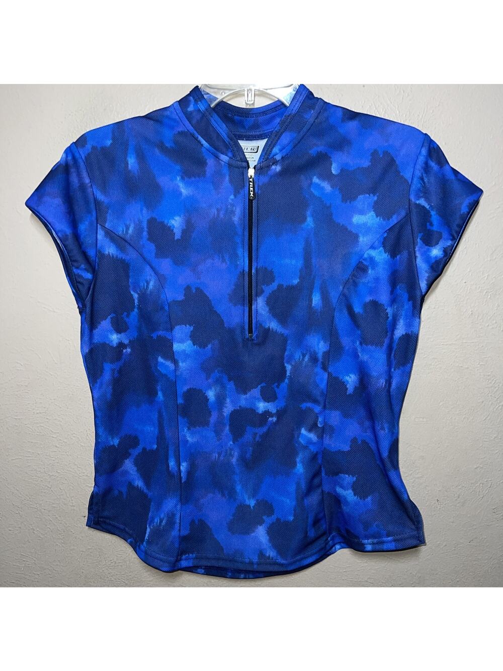 Trek Womens Biking Cycling Jersey Top Shirt Zip Blue Sz Large L Pockets